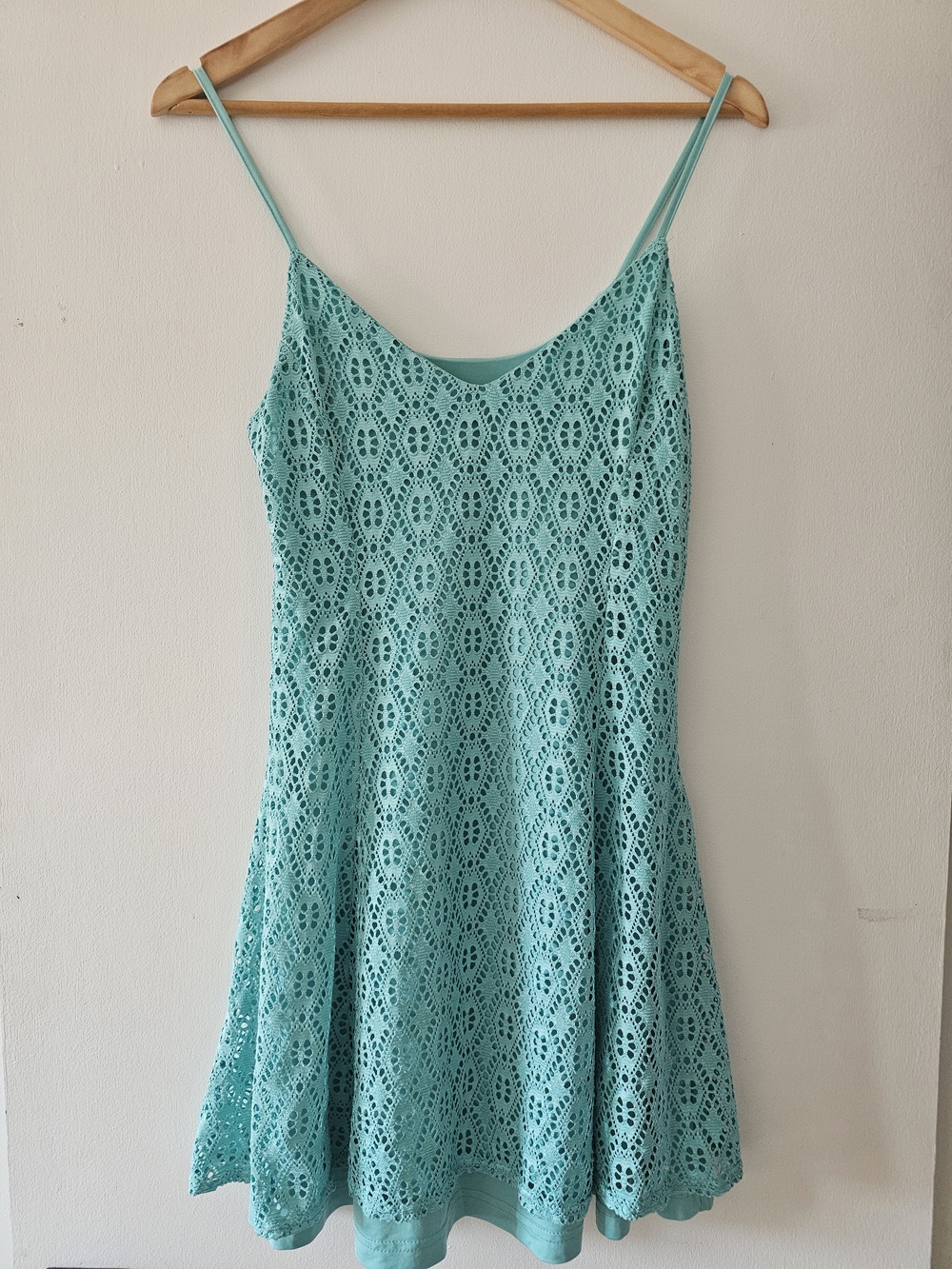 VTG Y2K Turquoise Lace Slip Dress - Design Lab